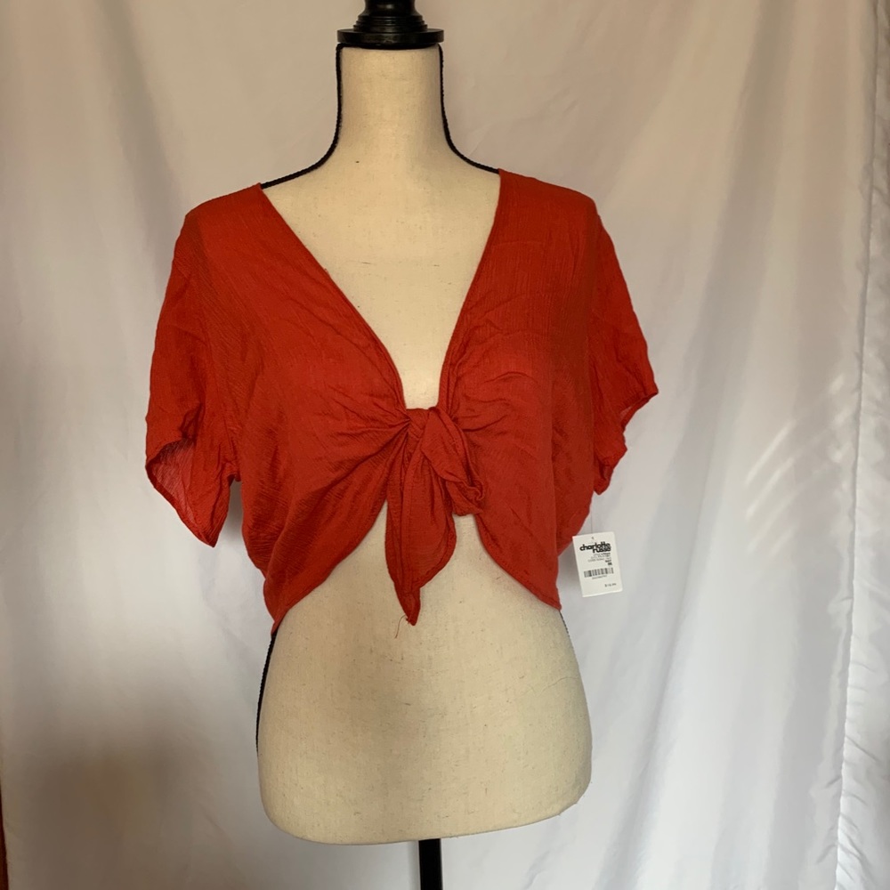 Orange tie knot shirt